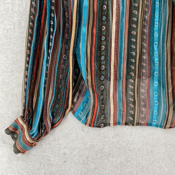 Vintage Icinoo The Silk Farm 100% Silk Art To Wear Top Blouse Womens Size 8 - Picture 13 of 16